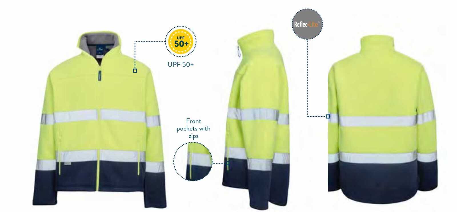 Rainbird Mens Taped Hi Vis Lumber Jacket (5238) Yellow/Navy [GD] - Image 2
