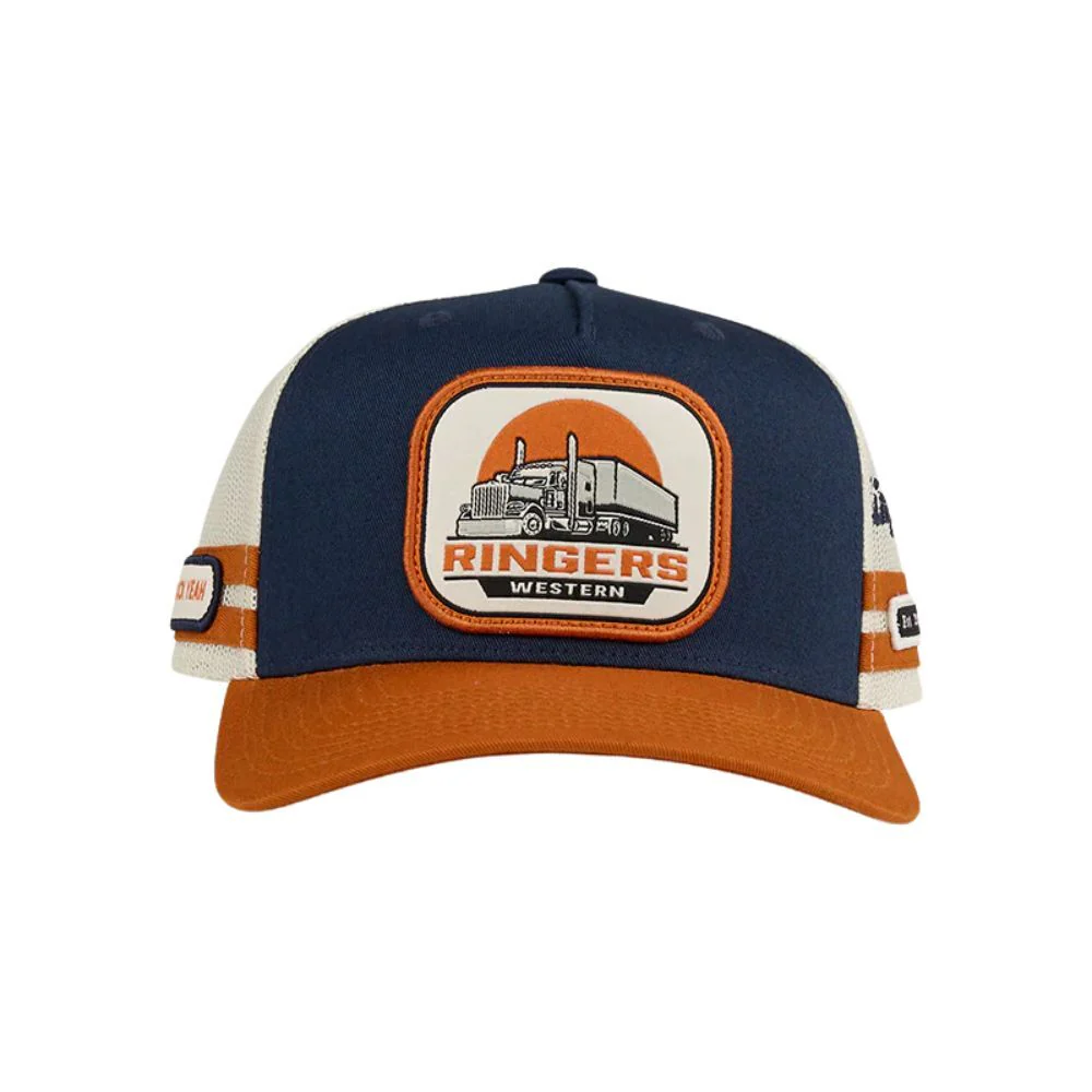 Ringers Western Big Rig Trucker Cap (723154RW) Navy/Burnt Orange - Image 2