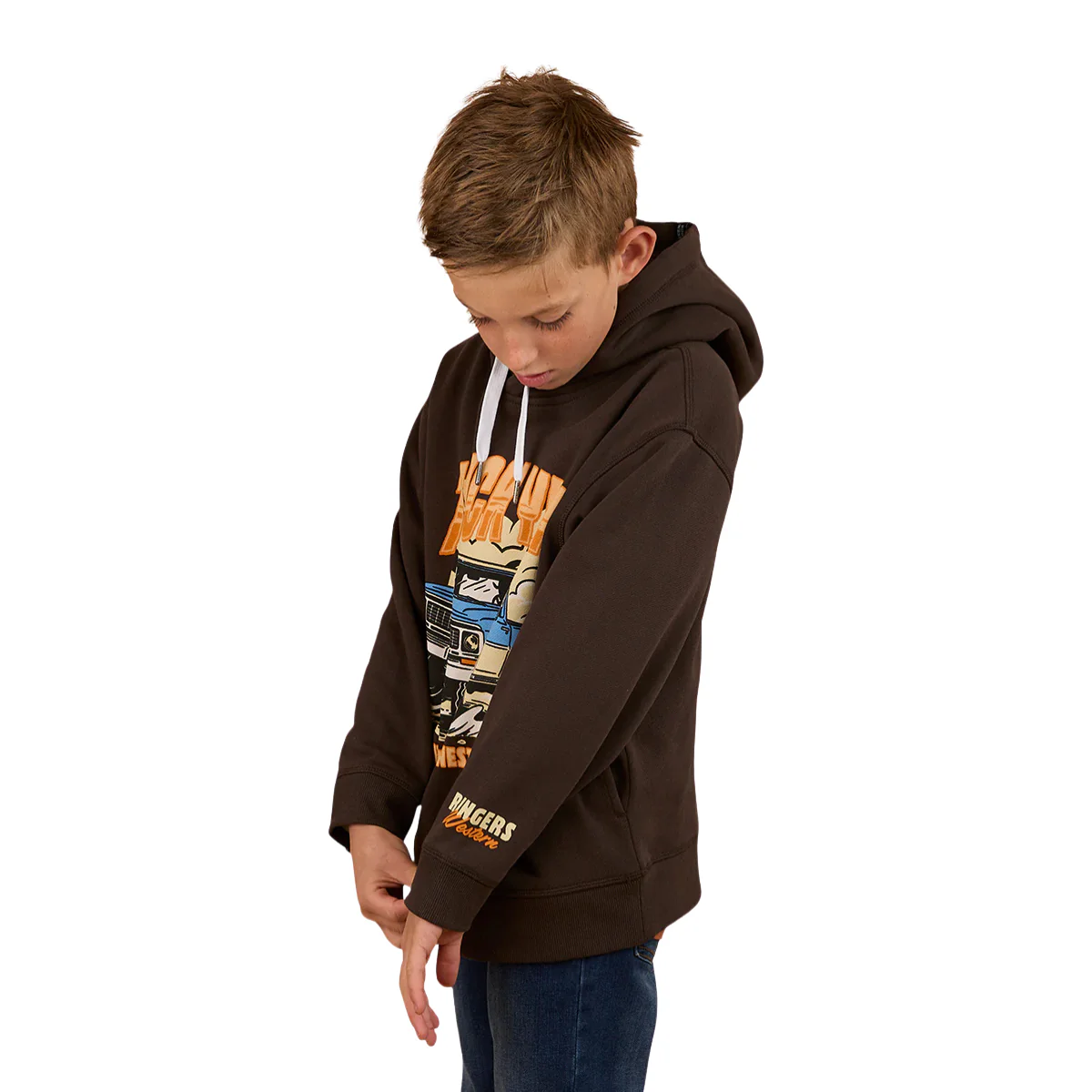 Ringers Western Boys Truck Yeah Oversized Pullover Hoodie (325021RW) Charcoal - Image 2