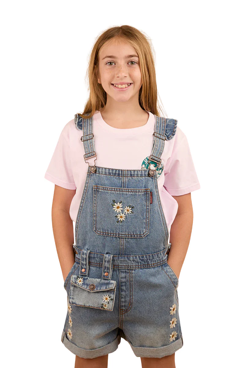 Ringers Western Childrens Bessie Denim Short Overalls (324041RW) Light Wash Blue