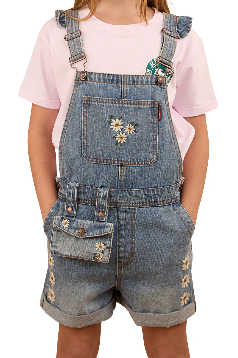 Ringers Western Childrens Bessie Denim Short Overalls (324041RW) Light Wash Blue - Image 2