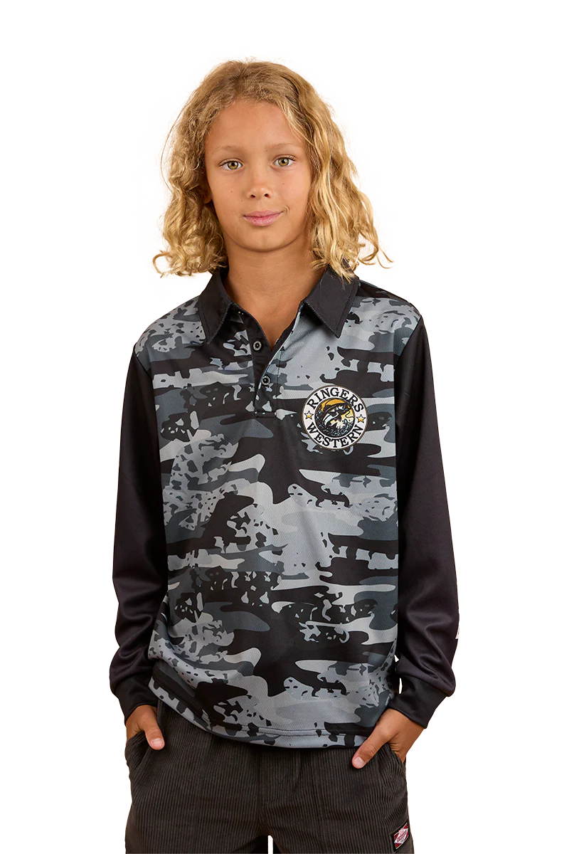 Ringers Western Childrens Big Catch L/S Fishing Jersey (324018RW) Black Camo