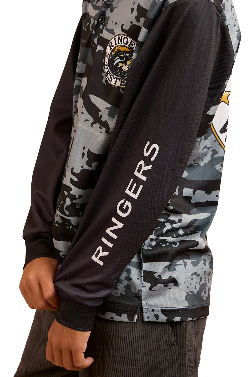 Ringers Western Childrens Big Catch L/S Fishing Jersey (324018RW) Black Camo - Image 2