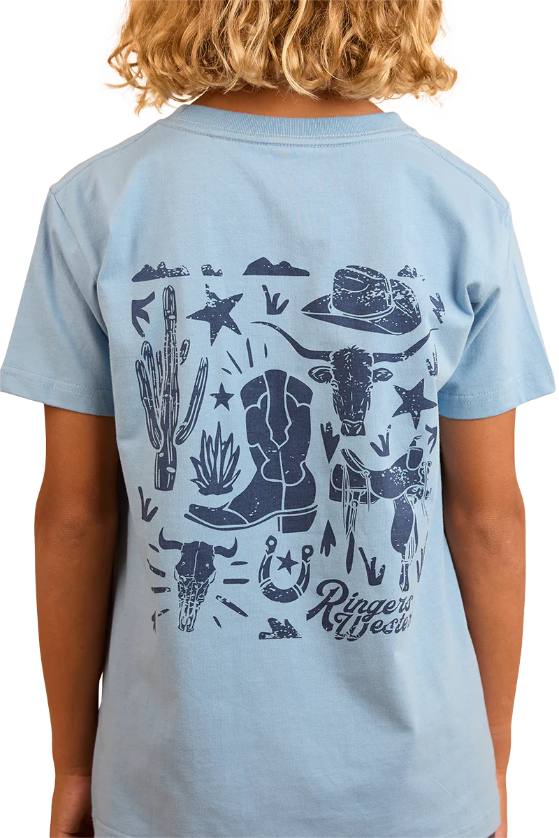 Ringers Western Childrens Boot Scootin Kids Classic Fit S/S Tee (324016RW) Dusk - Image 6