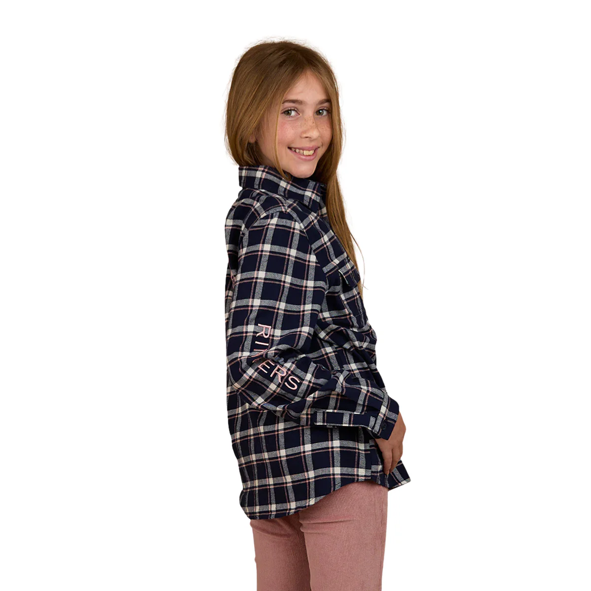 Ringers Western Childrens Rory L/S Flannel Shirt (325026RW) Navy/Pink - Image 4
