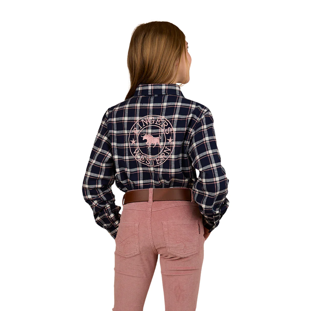 Ringers Western Childrens Rory L/S Flannel Shirt (325026RW) Navy/Pink - Image 5
