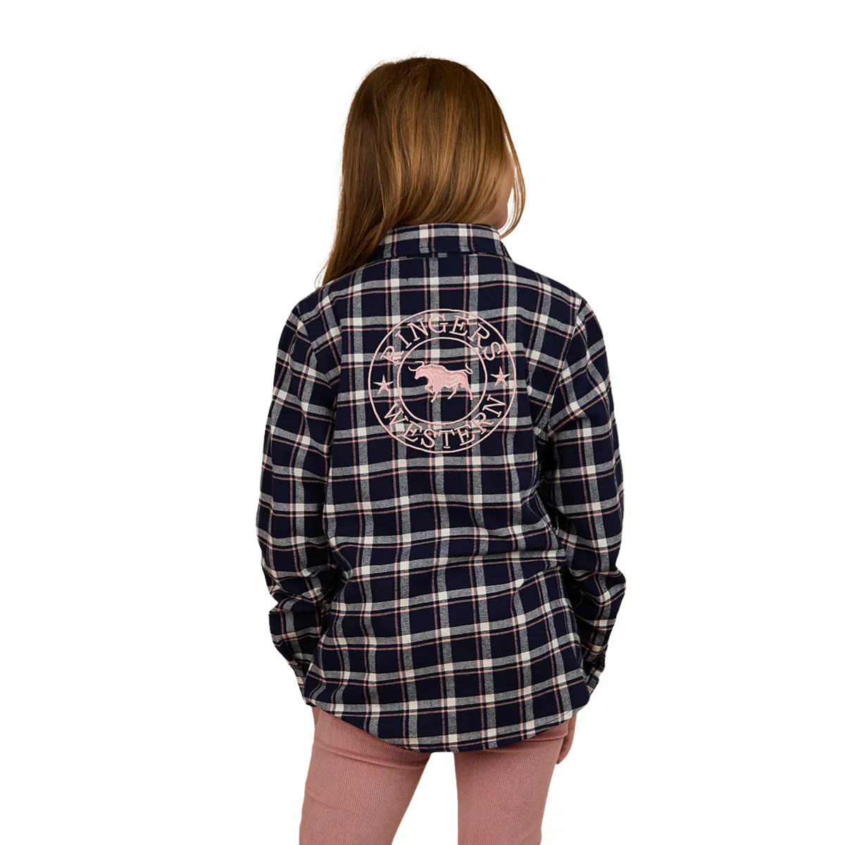 Ringers Western Childrens Rory L/S Flannel Shirt (325026RW) Navy/Pink - Image 6