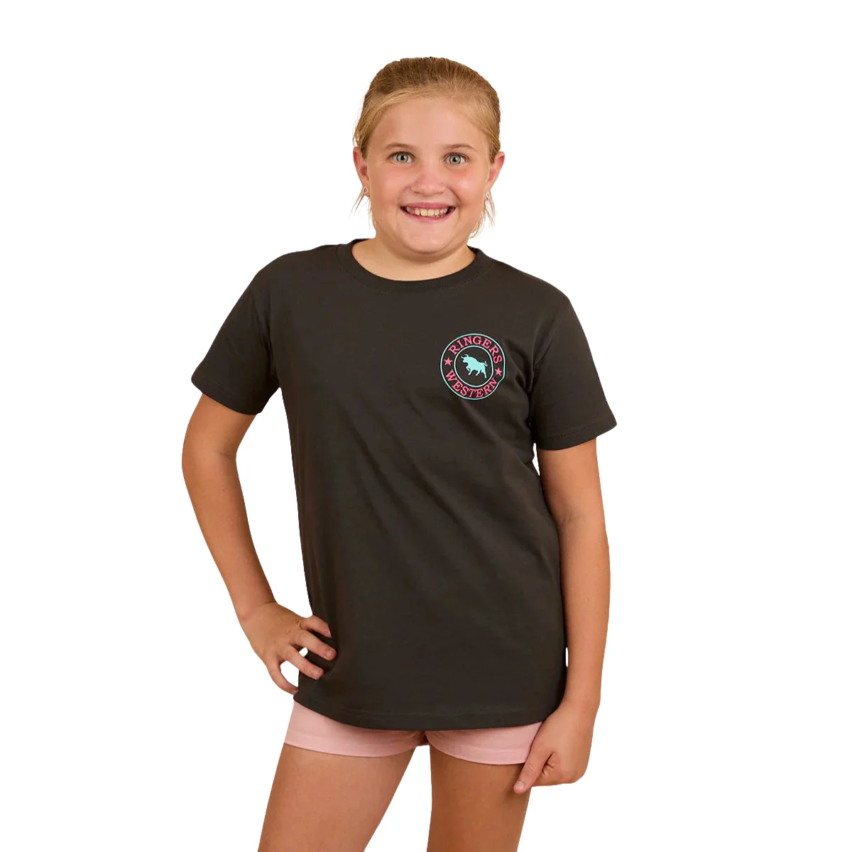 Ringers Western Childrens Signature Bull Classic S/S Tee (320004RW) Charcoal/Multi - Image 2