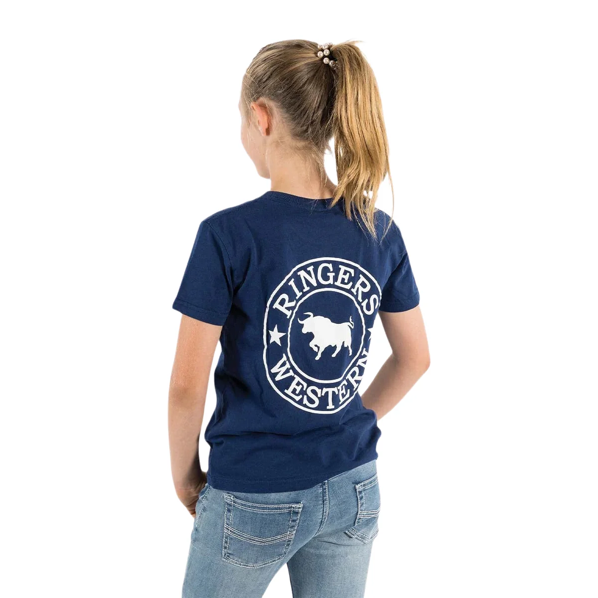 Ringers Western Childrens Signature Bull Classic S/S Tee (320004RW) Navy with White Print