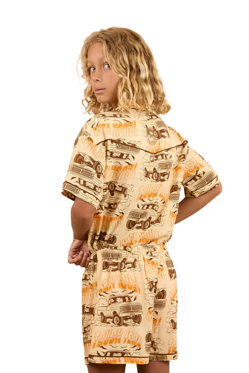 Ringers Western Childrens Truck Yeah Short Pyjama Set (324044RW) Dark Sand - Image 3