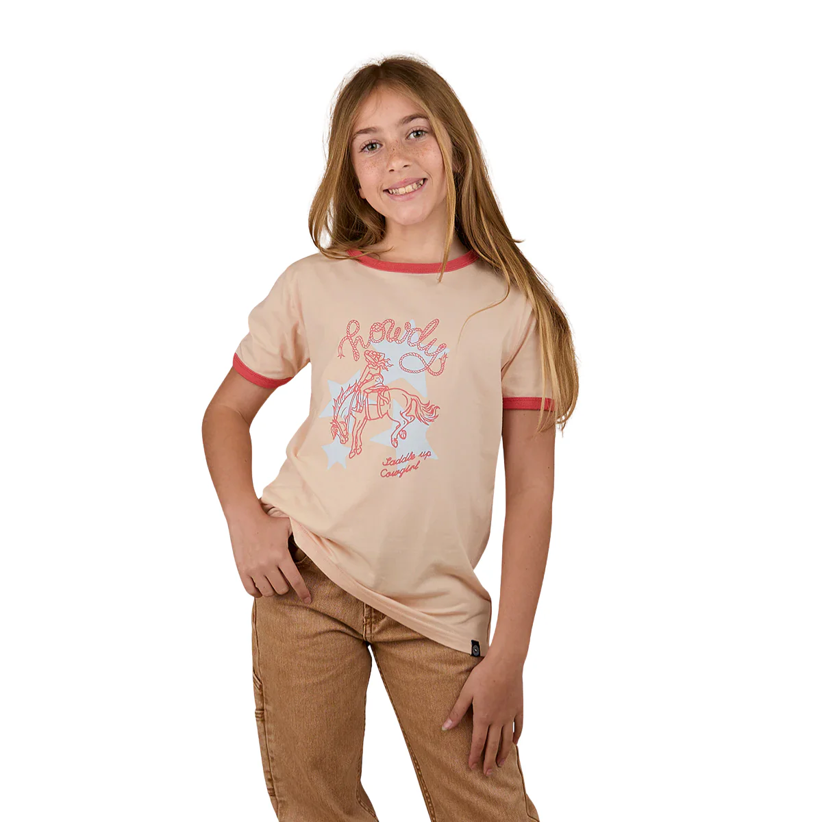 Ringers Western Girls Stardust Ringer S/S Tee (325008RW) Light Peach - Image 2