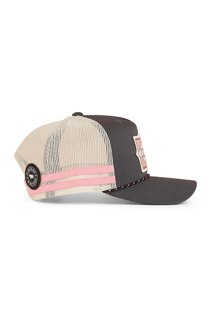 Ringers Western Hometown Trucker Cap (424039RW) Charcoal/Rosey OSFM - Image 4