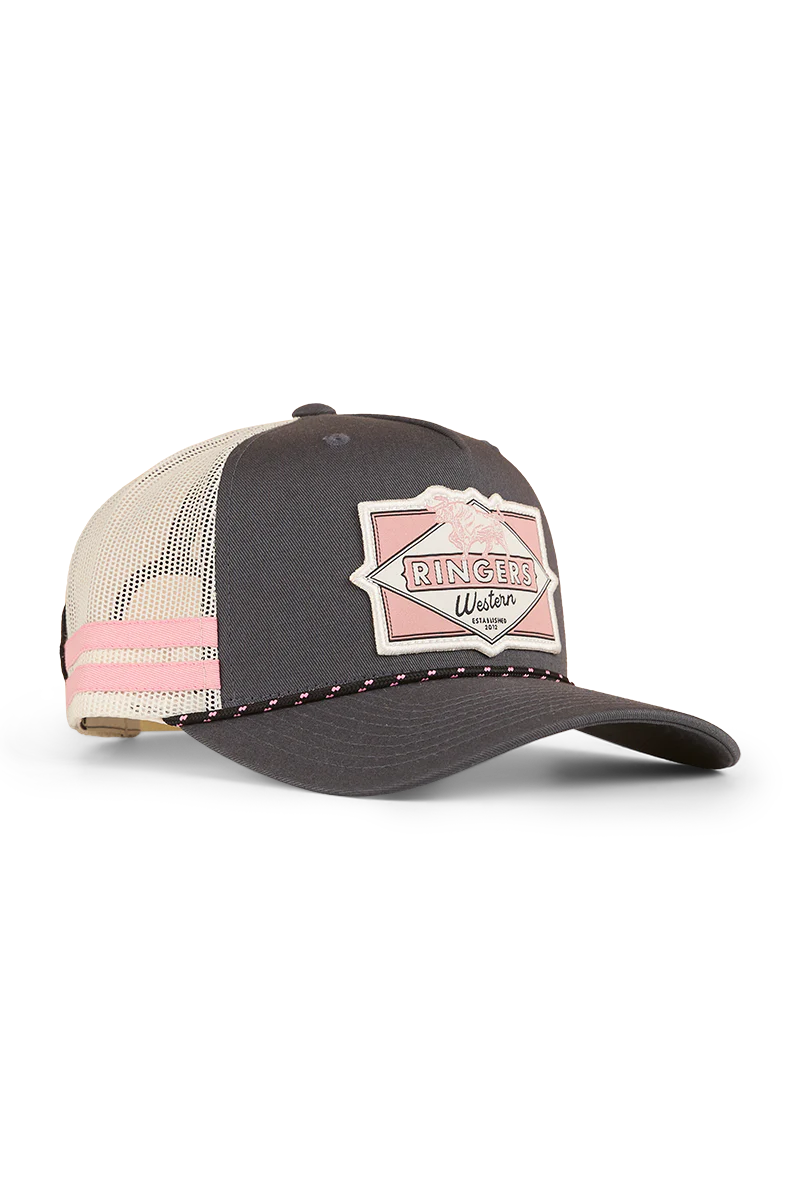 Ringers Western Hometown Trucker Cap (424039RW) Charcoal/Rosey OSFM - Image 5