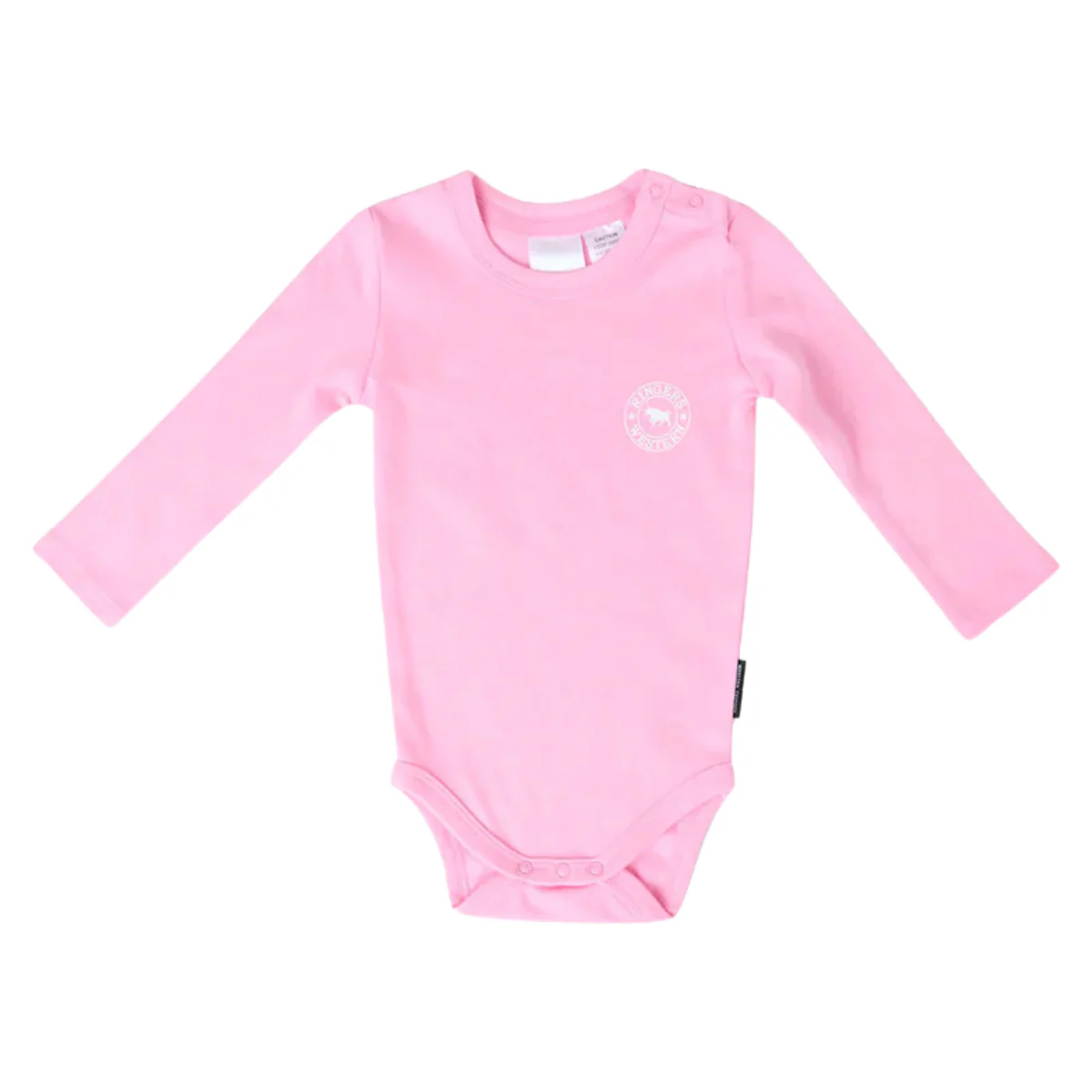 Ringers Western Infants Lil' Rascal Signature Bull L/S Romper (525003RW) Pink/White