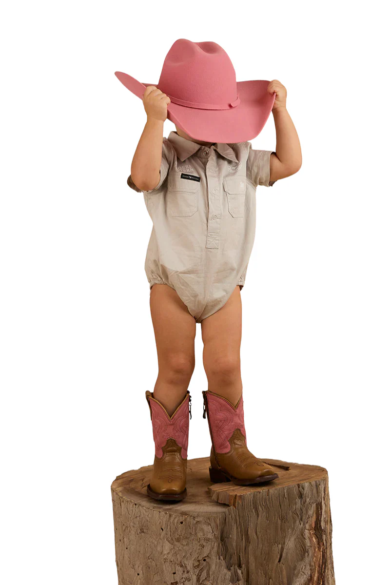 Ringers Western Infants S/S Workshirt Romper (523002RW) Beige - Image 7