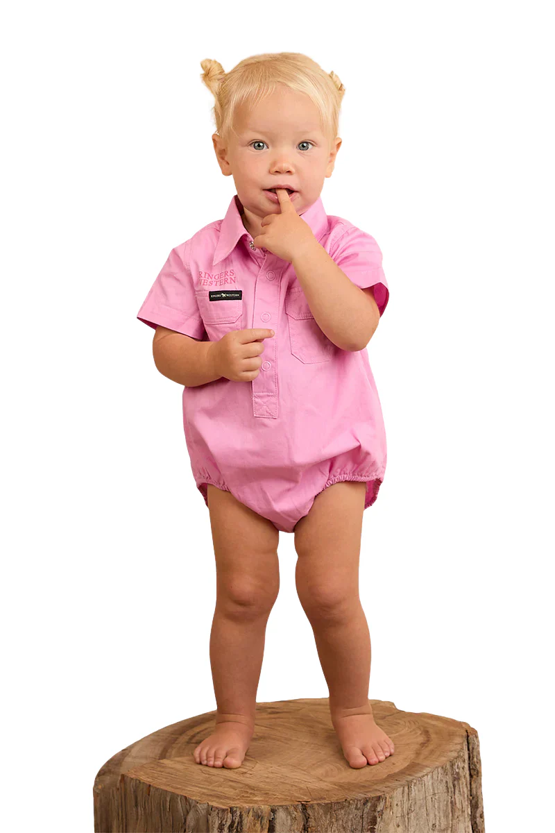 Ringers Western Infants S/S Workshirt Romper (523002RW) Pastel Pink