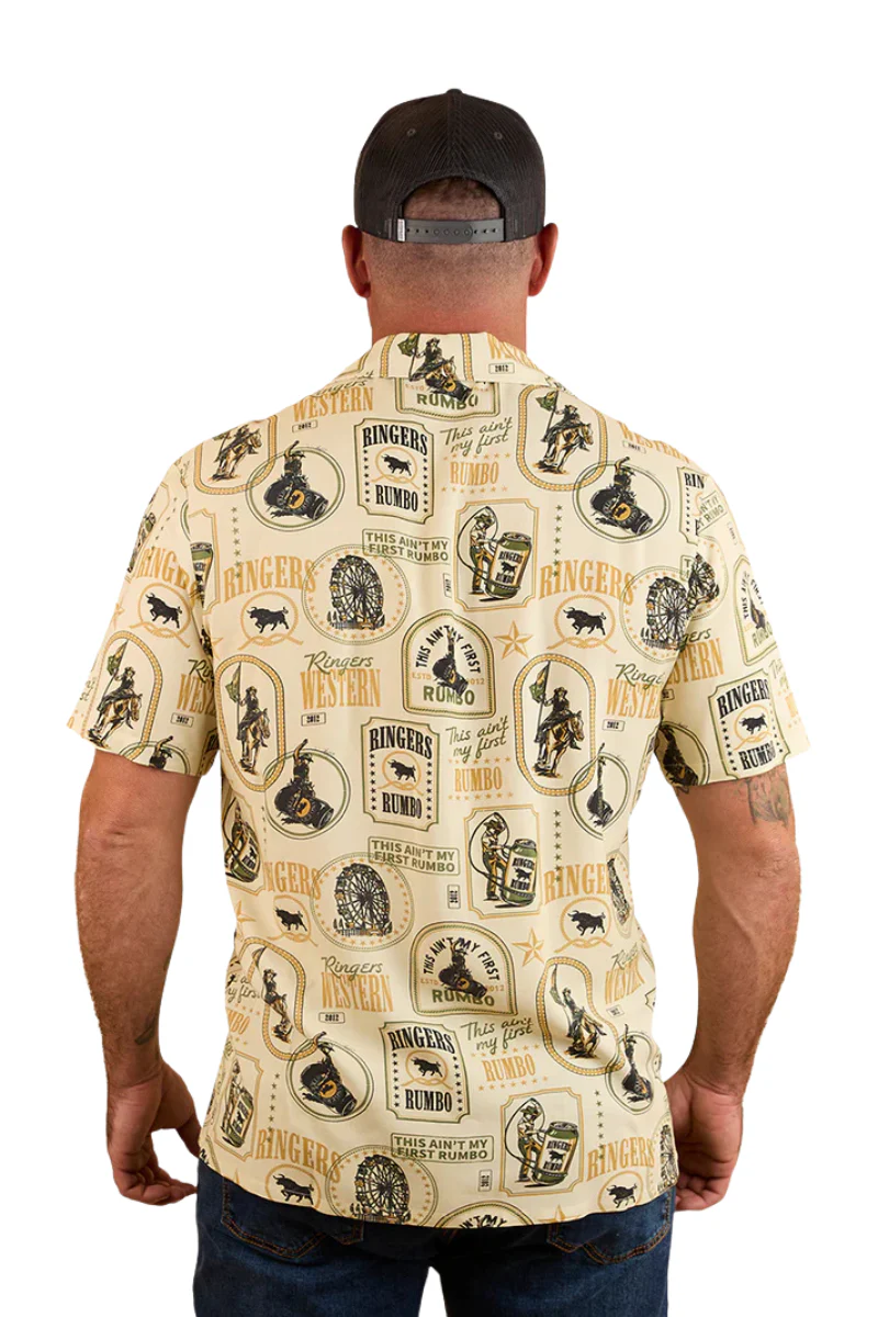 Ringers Western Mens Aint My First Rumbo Mens S/S Pub Shirt (124063RW) Off White - Image 4