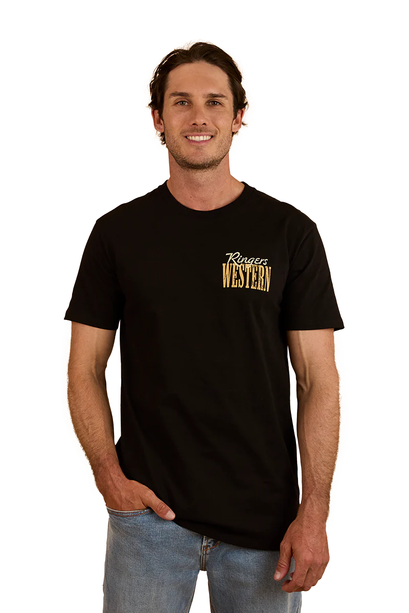 Ringers Western Mens Aint My First Rumbo Stock Fit S/S Tee (124096RW) Black - Image 2