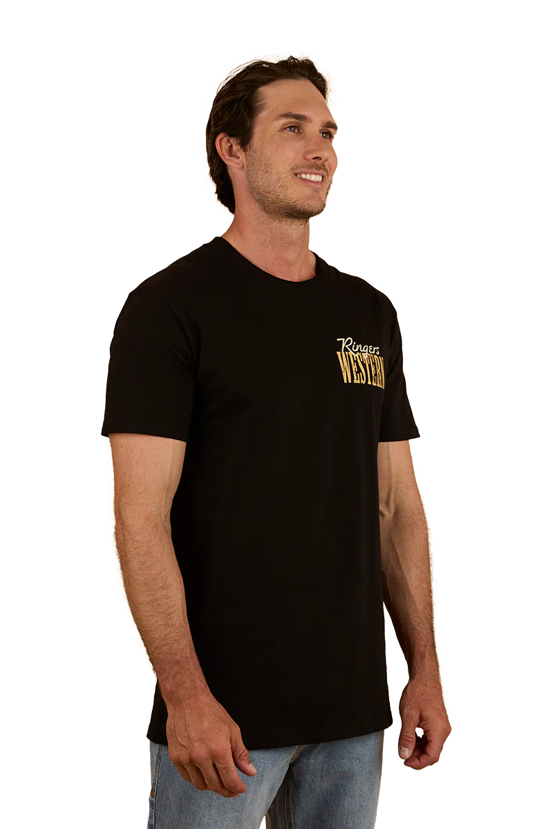 Ringers Western Mens Aint My First Rumbo Stock Fit S/S Tee (124096RW) Black - Image 3
