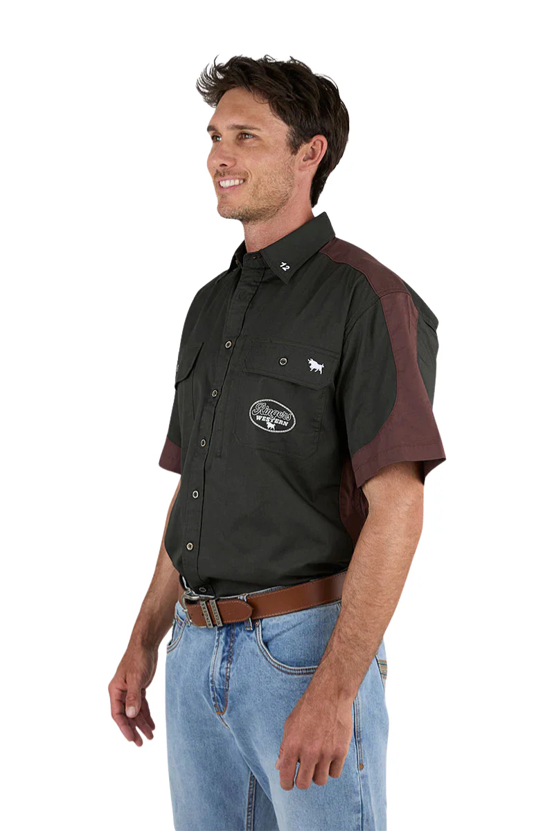 Ringers Western Mens Back Roads S/S Work Shirt (125007RW) Charcoal - Image 2