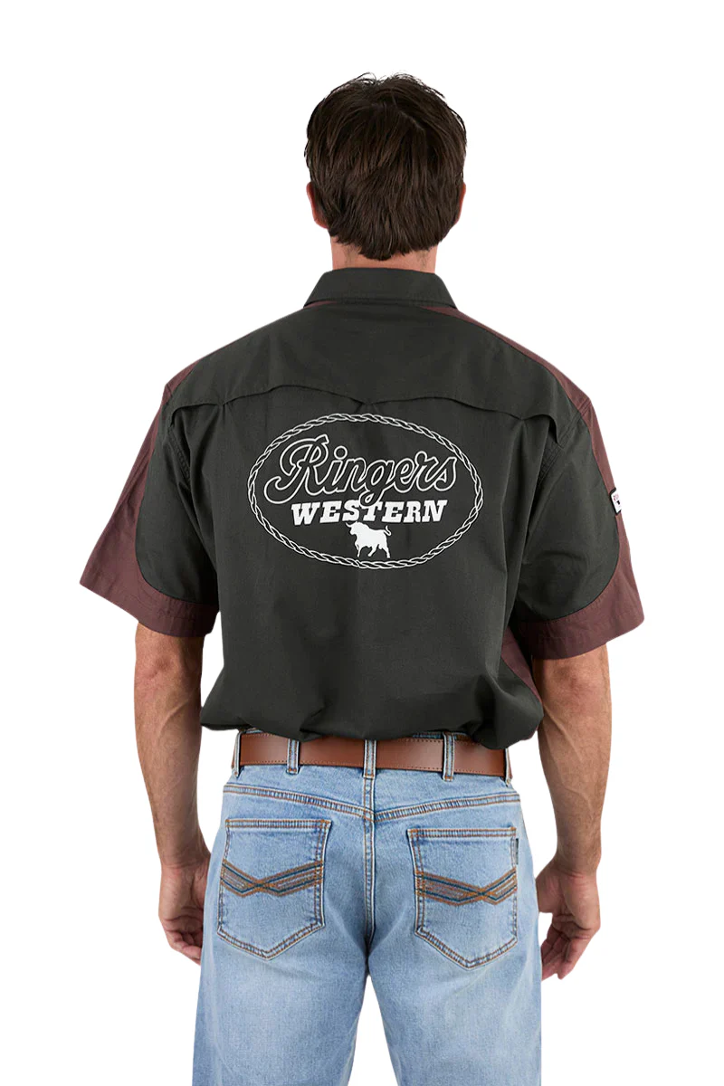 Ringers Western Mens Back Roads S/S Work Shirt (125007RW) Charcoal - Image 3