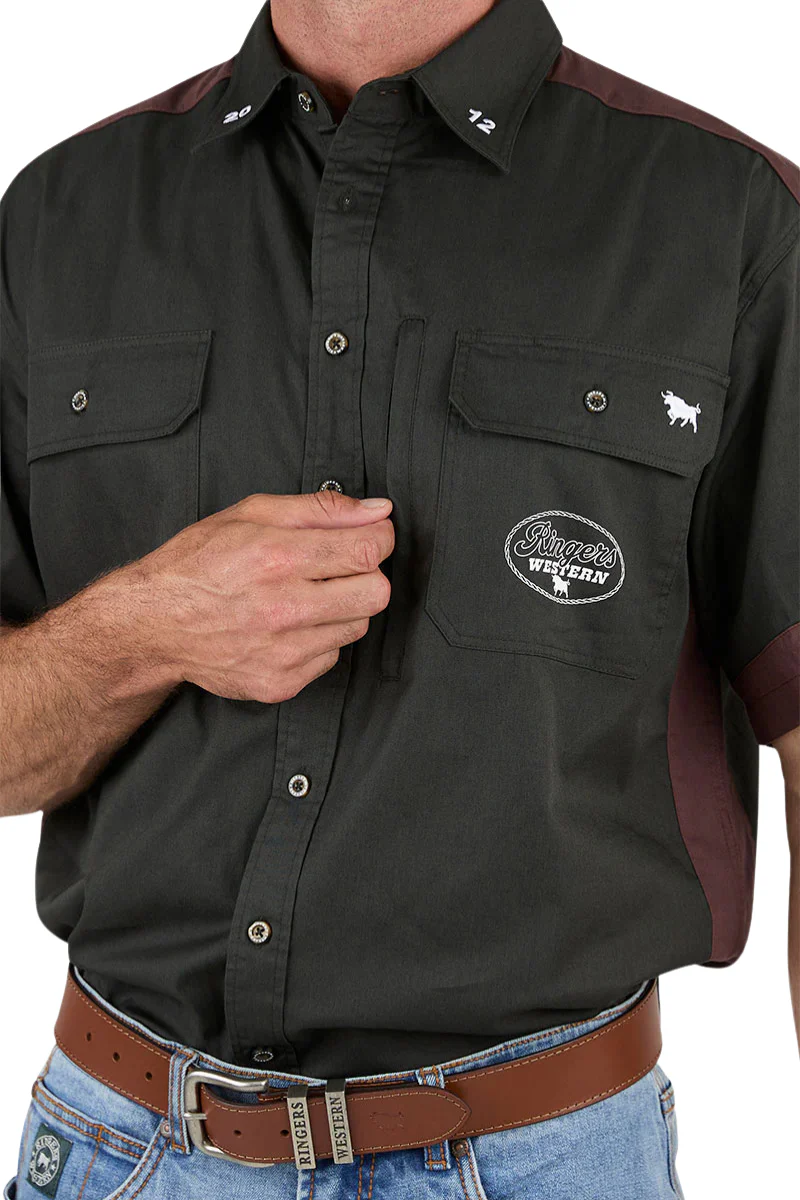 Ringers Western Mens Back Roads S/S Work Shirt (125007RW) Charcoal - Image 4