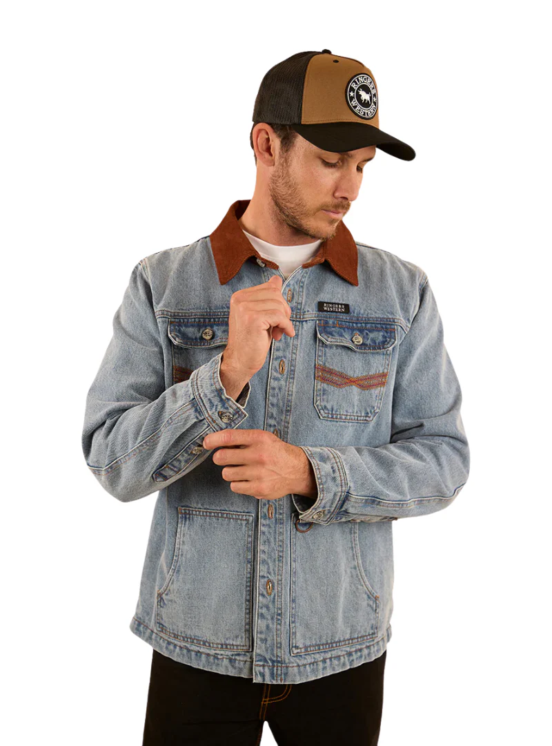 Ringers Western Mens Bellbrae L/S Overshirt (124016RW) Light Wash Blue - Image 3