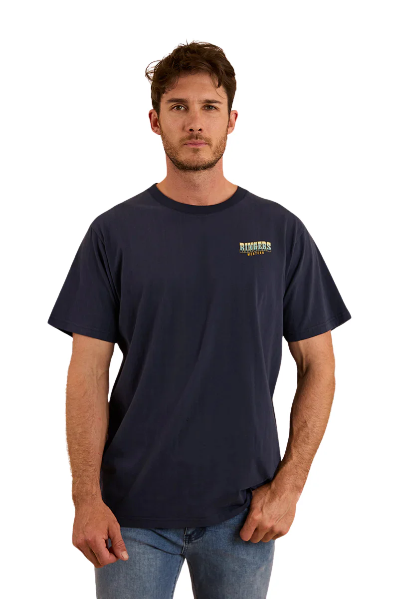 Ringers Western Mens Buckin Barrra loose Fit S/S Tee (123110RW) Navy - Image 5