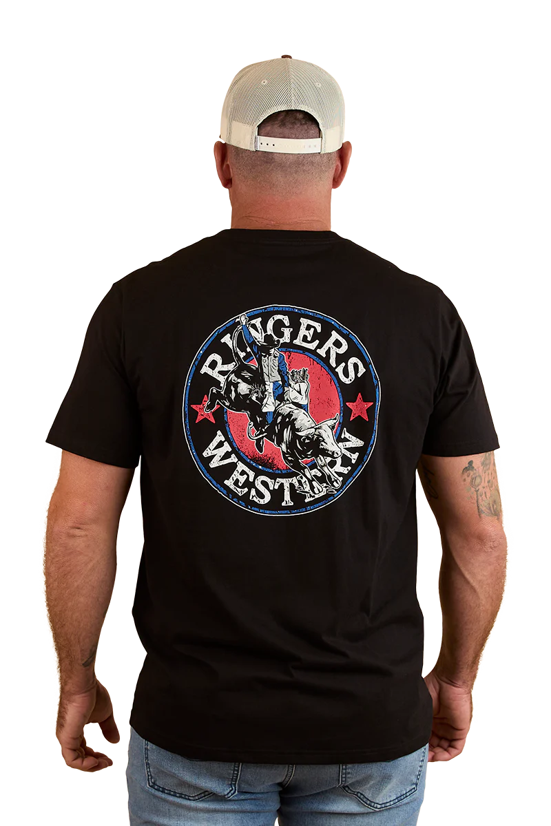 Ringers Western Mens Bucking Bull Loose Fit S/S Tee (124069RW) Black