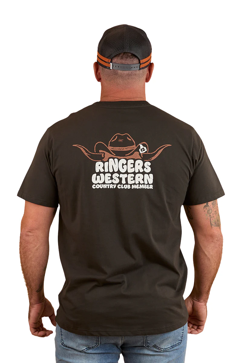 Ringers Western Mens Country Club Loose Fit S/S Tee (124077RW) Charcoal