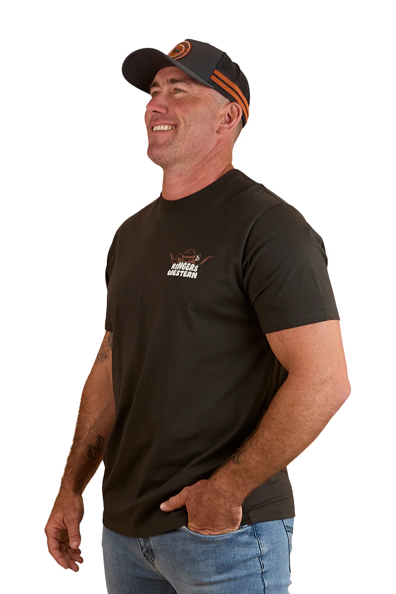 Ringers Western Mens Country Club Loose Fit S/S Tee (124077RW) Charcoal - Image 2
