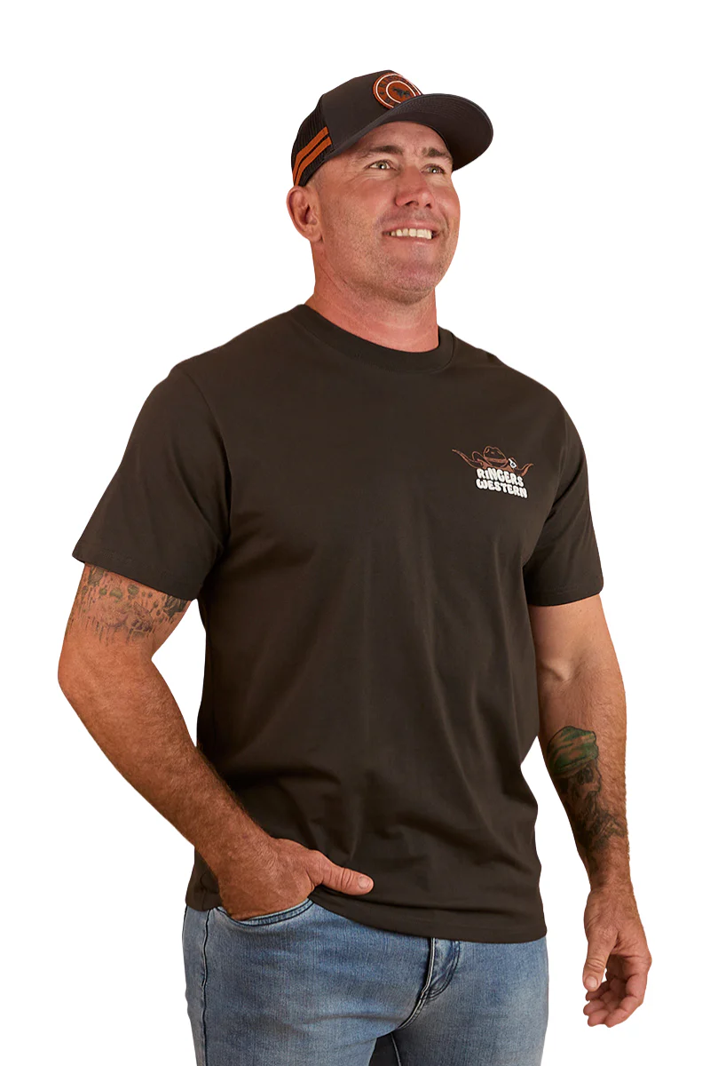 Ringers Western Mens Country Club Loose Fit S/S Tee (124077RW) Charcoal - Image 3