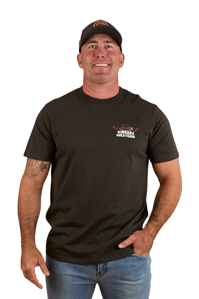 Ringers Western Mens Country Club Loose Fit S/S Tee (124077RW) Charcoal - Image 4