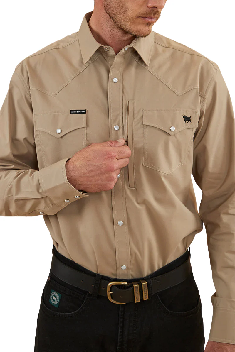 Ringers Western Mens Dillinger L/S Western Shirt (122106RW) Desert Sand - Image 2