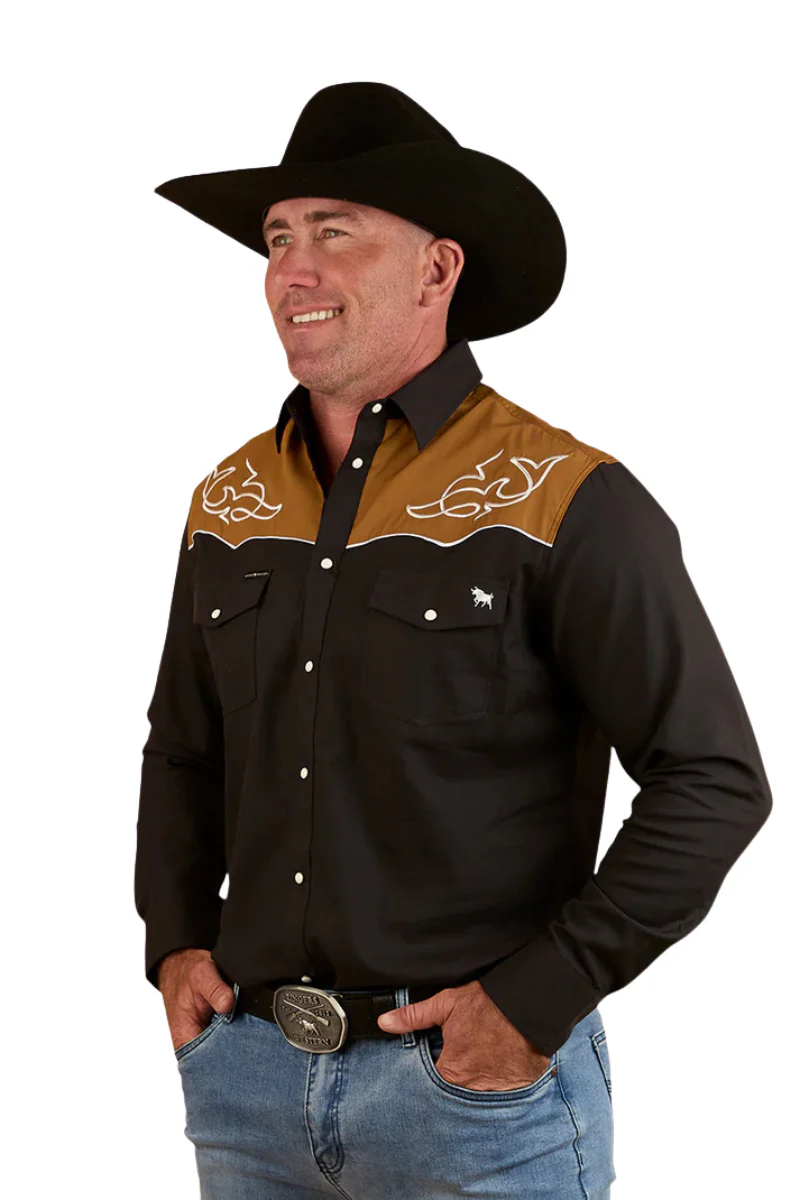 Ringers Western Mens Franklin L/S Western Shirt (124064RW) Charcoal - Image 2