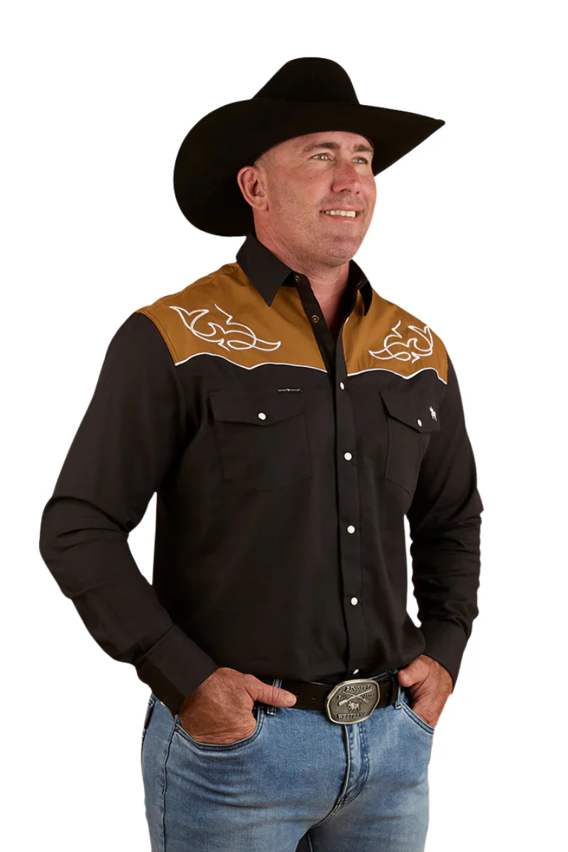 Ringers Western Mens Franklin L/S Western Shirt (124064RW) Charcoal - Image 3