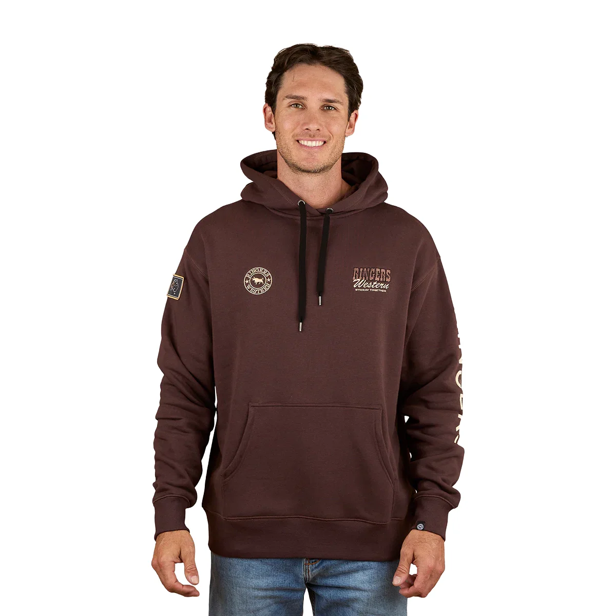 Ringers Western Mens Garbala Oversized Pullover Hoodie (125018RW) Dark Chocolate - Image 2