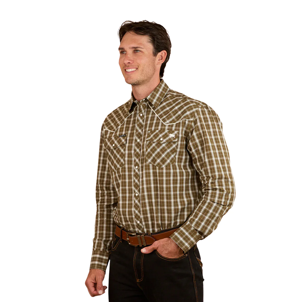 Ringers Western Mens Greenhide L/S Western Shirt (125047RW) Olive - Image 2