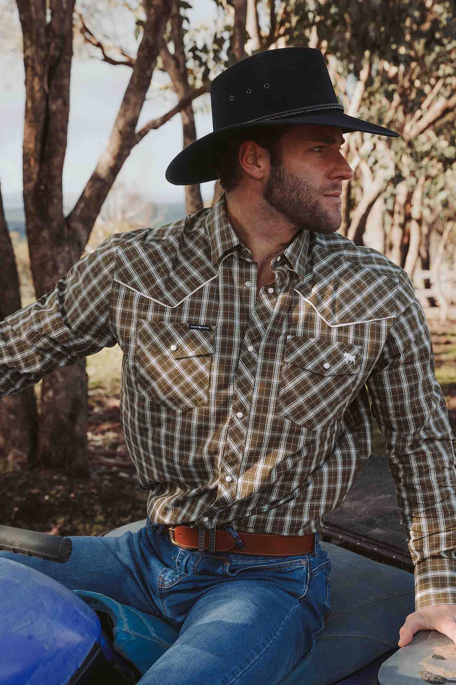 Ringers Western Mens Greenhide L/S Western Shirt (125047RW) Olive - Image 5