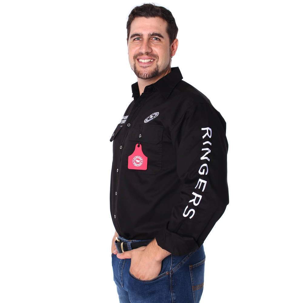 Ringers Western Mens Hawkeye Full Button Embroidered Work Shirt (118110002) Black - Image 2
