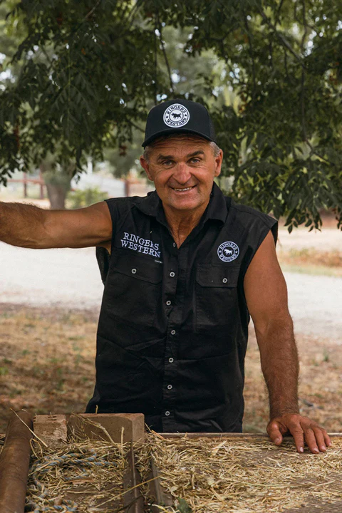 Ringers Western Mens Hawkeye Sleeveless Work Shirt (120210991) Black with White Embroidery - Image 5
