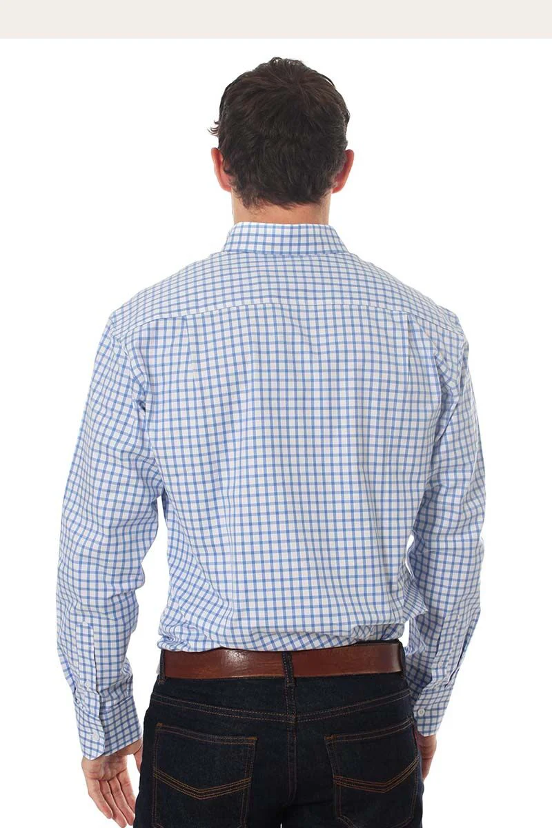 Ringers Western Mens Heritage Window Plaid L/S Dress Shirt (118109062) Blue/White - Image 3
