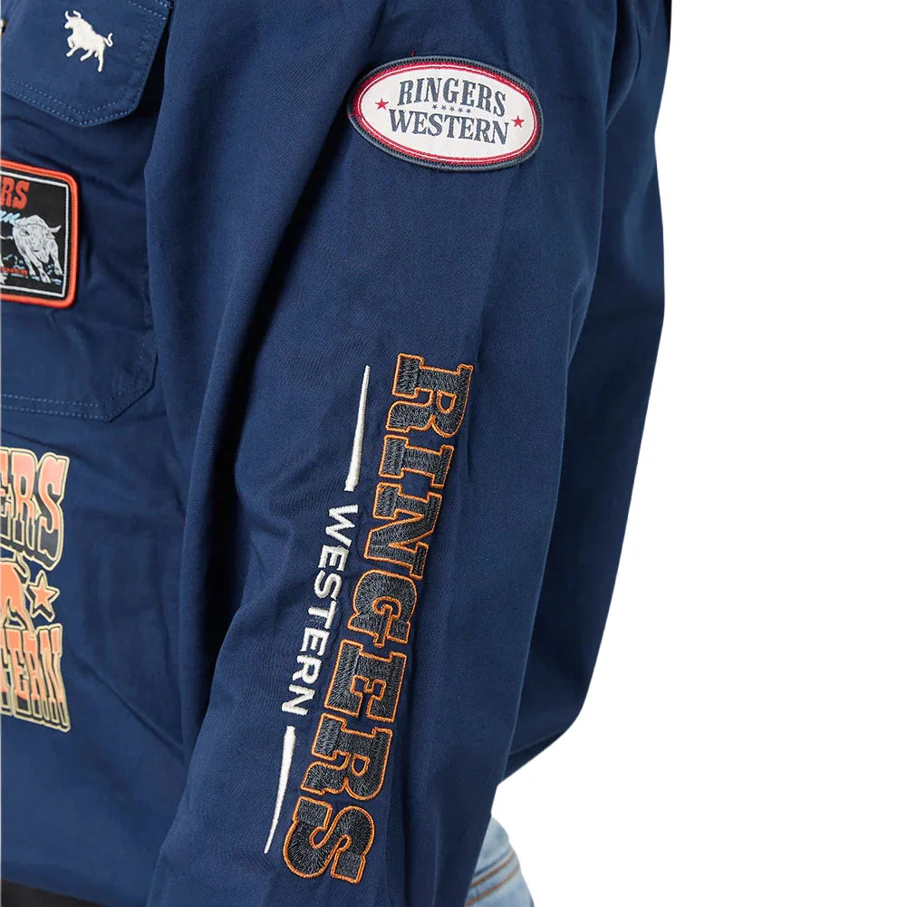 Ringers Western Mens Hung Up Full Button L/S Work Shirt (125034RW) Navy - Image 4