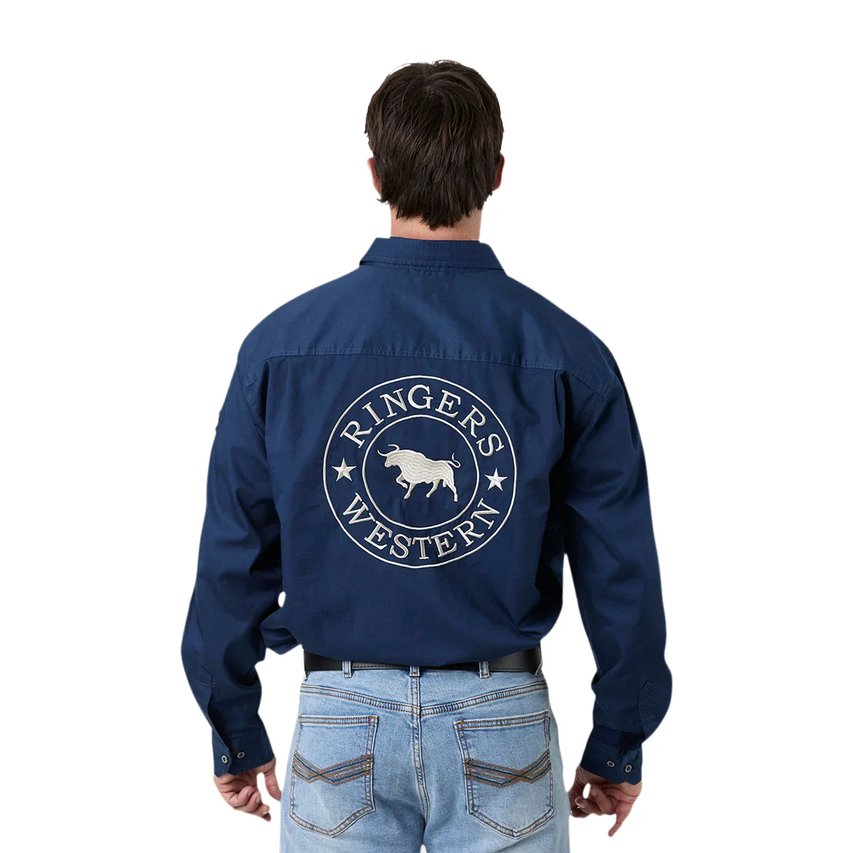 Ringers Western Mens Hung Up Full Button L/S Work Shirt (125034RW) Navy - Image 5