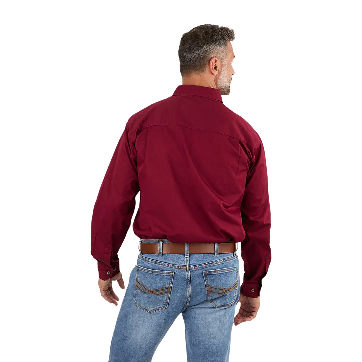 Ringers Western Mens King River Half Button Work Shirt (171110002) Burgundy - Image 4
