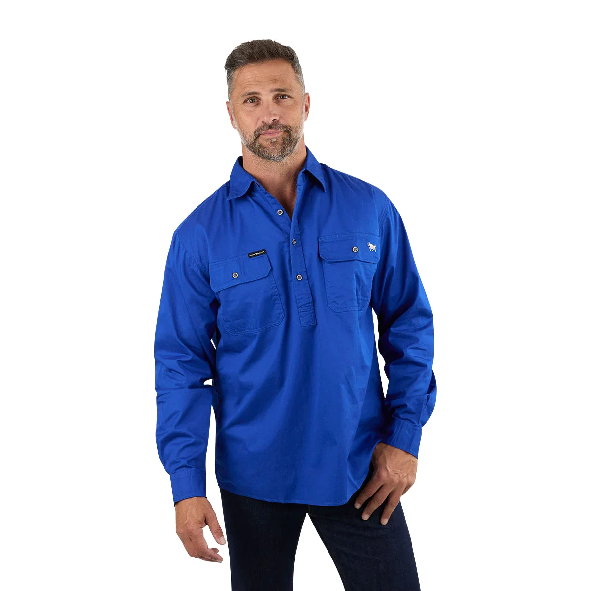 Ringers Western Mens King River Half Button Work Shirt (171110002) Royal - Image 4
