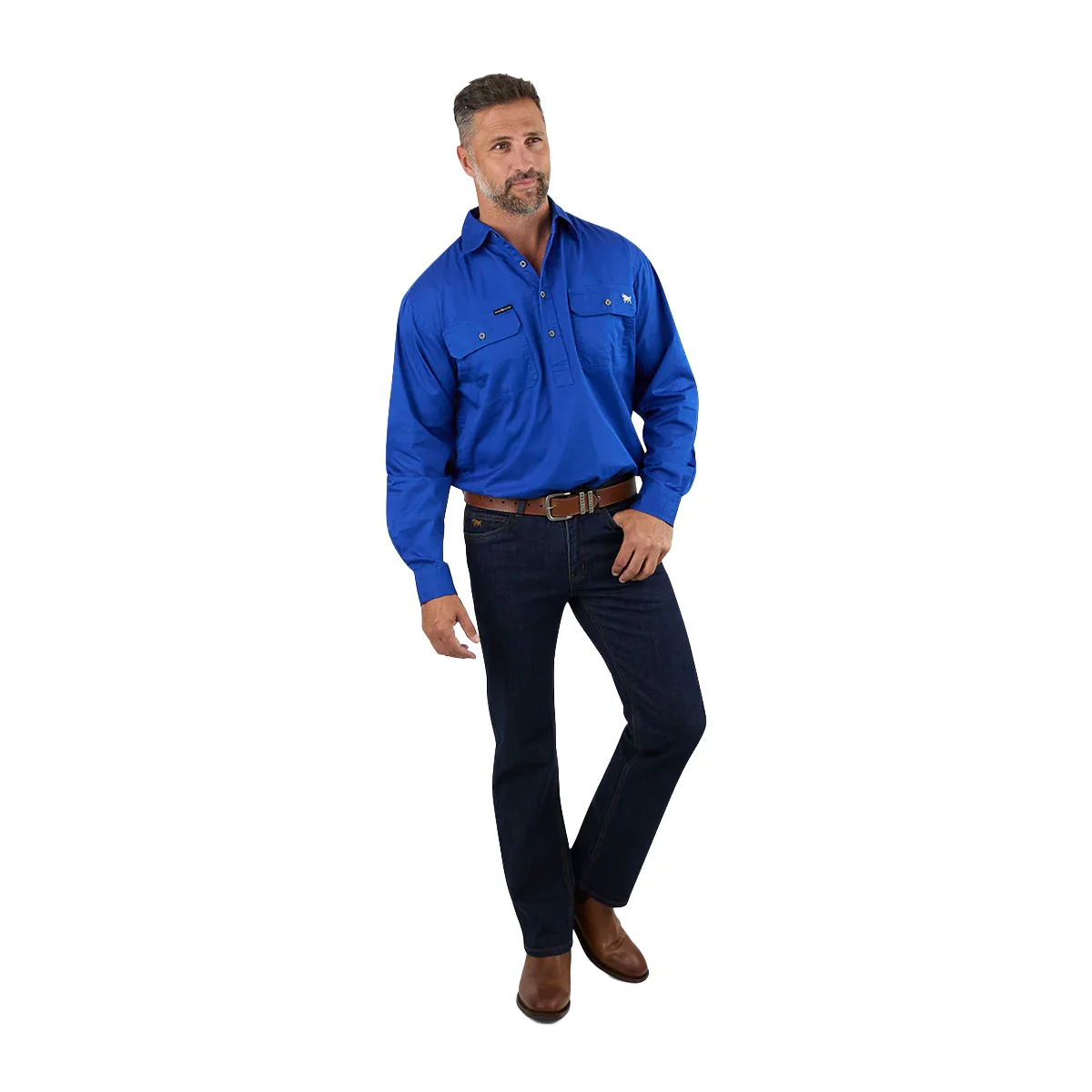 Ringers Western Mens King River Half Button Work Shirt (171110002) Royal - Image 6