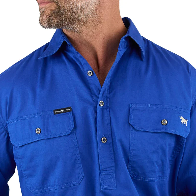 Ringers Western Mens King River Half Button Work Shirt (171110002) Royal - Image 7