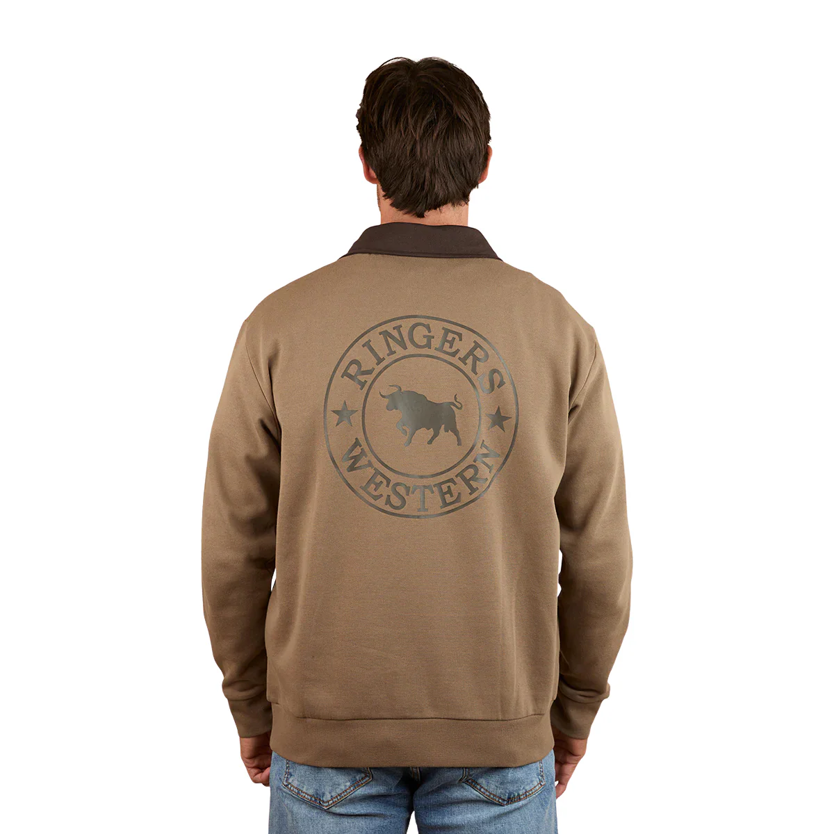 Ringers Western Mens Lachlan 1/4 Zip Jumper (125011RW) Mushroom - Image 4