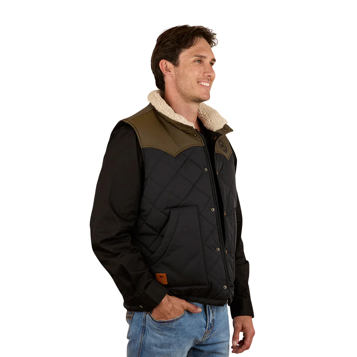 Ringers Western Mens McKinlay Puffer Vest (124058RW) Military Green/Black - Image 5